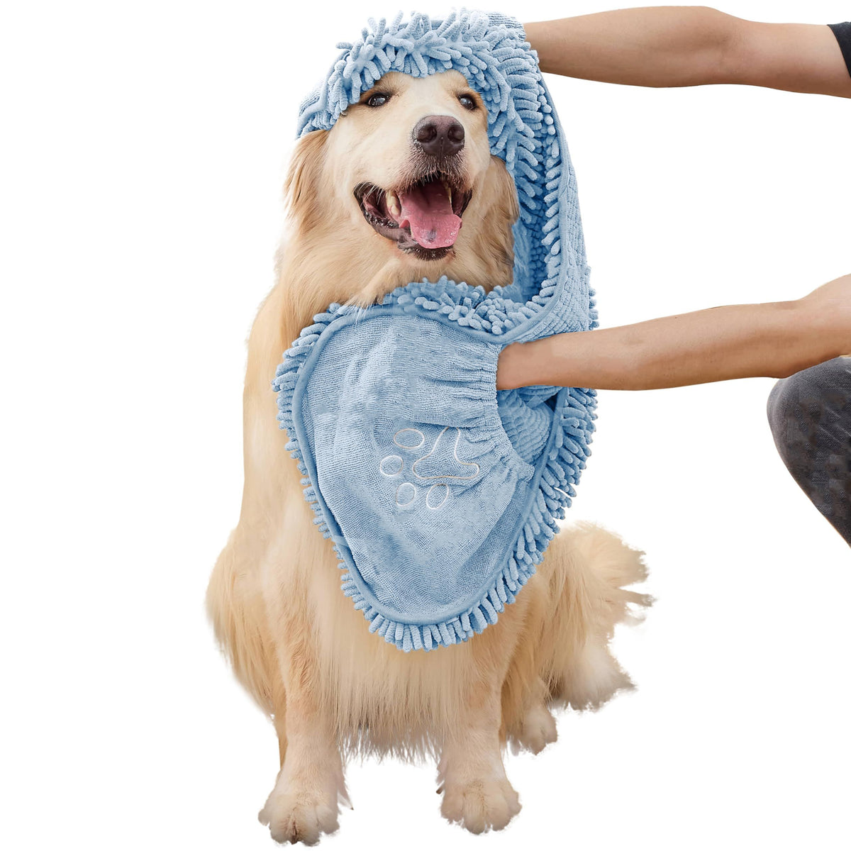 Dog Towel for Drying Dogs – Absorbent Microfiber Bath Towel with Hand Pockets, Super Absorbent & Fast Dry, Soft Microfiber, Fits Large & Small Dogs, Machine Washable & Reusable Pet Bath Towel（Gray）