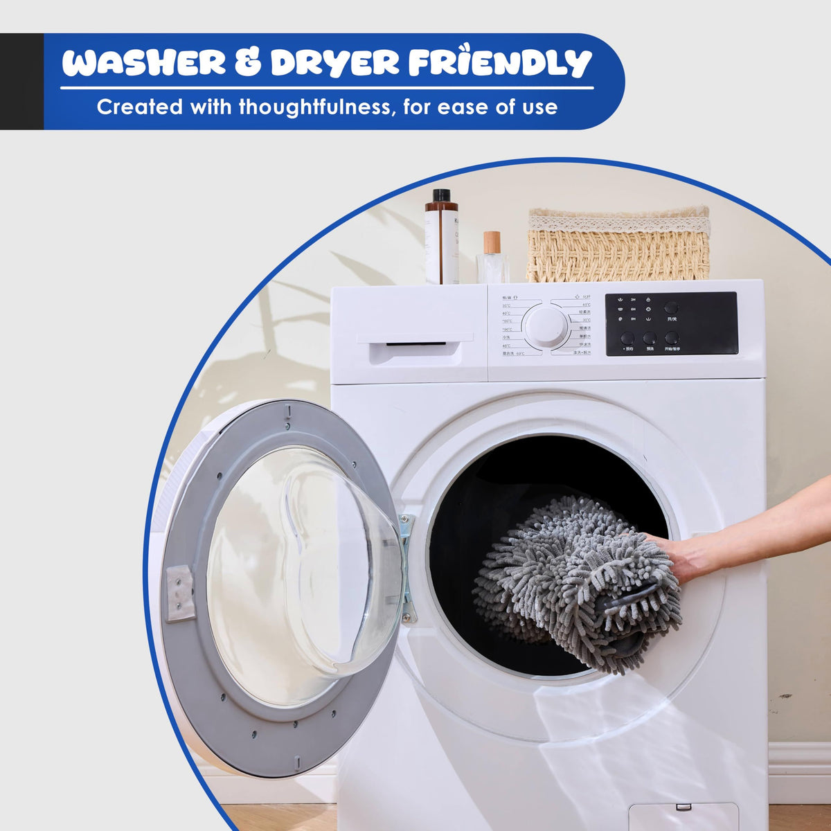 Dog Towel for Drying Dogs – Absorbent Microfiber Bath Towel with Hand Pockets, Super Absorbent & Fast Dry, Soft Microfiber, Fits Large & Small Dogs, Machine Washable & Reusable Pet Bath Towel（Blue）